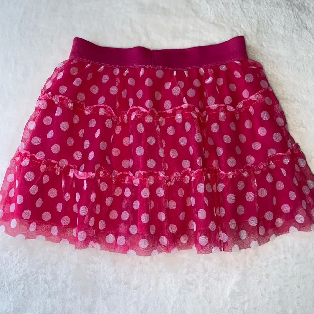 Disney Skirt Polka Dot Pink White tulle Size 6/6x Pull On‎ Skort Elastic waist
